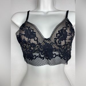 NWOT LS Sheer Lacy Unlined Lacy Bralette, L *P1037